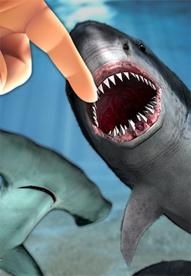 IOS игра Shark Fingers! 3D Interactive Aquarium. Скриншоты к игре Пасть акулы 3D